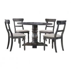 Selena 5-Piece Weathered Grey Round Dinette Set by Best Master Furniture