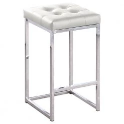 Jersey 26.5 in. H White Faux Leather Counter Height Stool in Silver (Set of 2) by Best Master Furniture