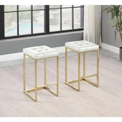 Jersey 26.5 in. H White Velvet Counter Height Stool in Gold (Set of 2) by Best Master Furniture -Inspired Home Sales Store white best master furniture bar stools jl019w 31 1000