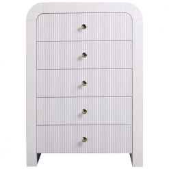 Bellagio 34 in. L x 20 in. D x 48 in. H White 5 Drawer Chest by Best Master Furniture