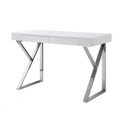 Biaochi White/Chrome Desk with 2-Drawers by Inspired Home
