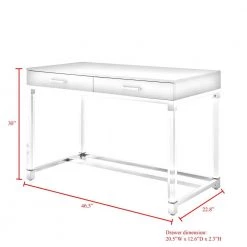 Caspian White/Chrome Writing Desk with High Gloss Finish by Inspired Home -Inspired Home Sales Store white chrome inspired home computer desks dk159 09we hd 77 1000