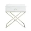 Laila Square Lacquered White/Chrome Metal X-Leg Nightstand by Inspired Home 2 Laila Square Lacquered White/Chrome Metal X-Leg Nightstand by Inspired Home -Inspired Home Sales Store white chrome inspired home end side tables st23 09we hd 64 1000