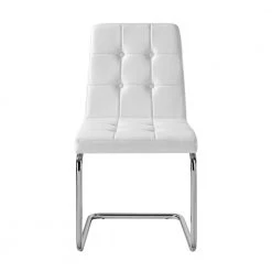 Julian White/Chrome PU Leather Tufted Armless Dining Chair (Set of 2) by Inspired Home