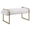 Nancy White Faux Fur Glam Accent Bench 42.5 in. D x 21 in. H by Best Master Furniture -Inspired Home Sales Store white gold best master furniture bedroom benches jj023w 64 1000