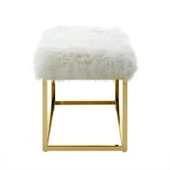 Verity White/Gold Faux Fur Ottoman Bench with Metal Frame by Inspired Home 13 Verity White/Gold Faux Fur Ottoman Bench with Metal Frame by Inspired Home -Inspired Home Sales Store white gold inspired home bedroom benches bh08 05we hd 44 1000