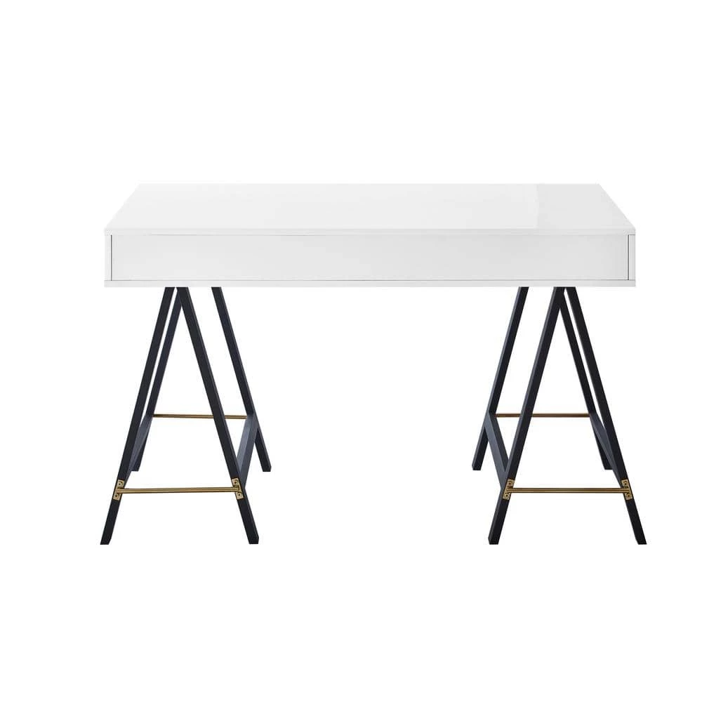 23.5 in. Rectangular White 2 Drawer Executive Desks with A-shaped Legs by Inspired Home 7 23.5 in. Rectangular White 2 Drawer Executive Desks with A-shaped Legs by Inspired Home - Image 6