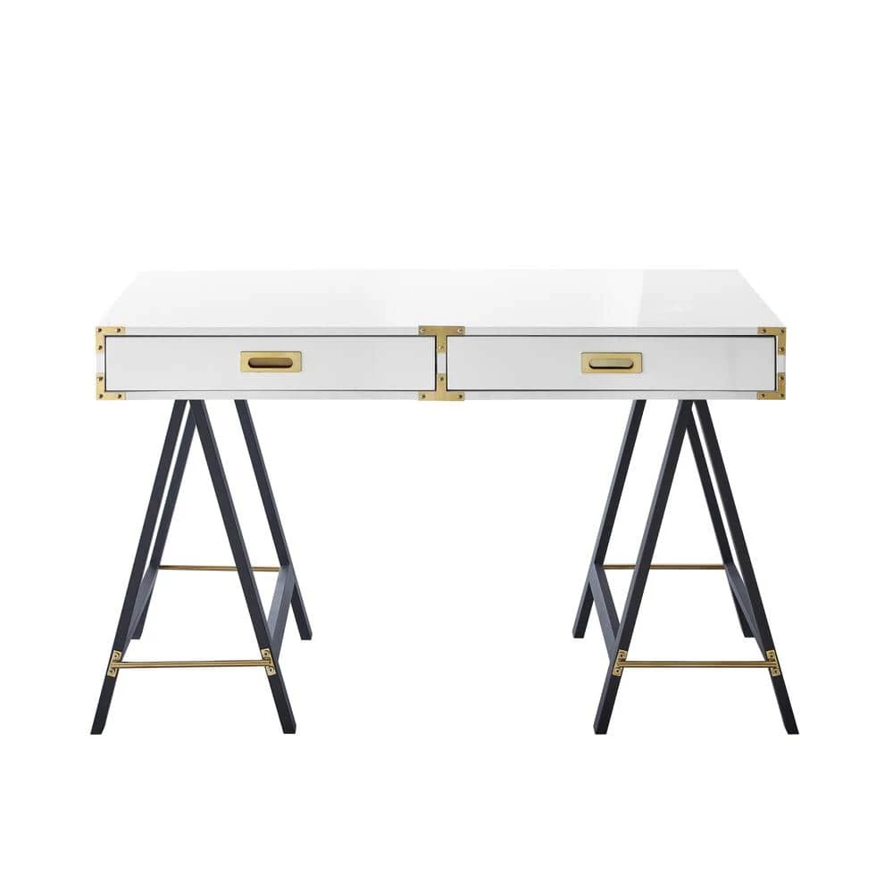 23.5 in. Rectangular White 2 Drawer Executive Desks with A-shaped Legs by Inspired Home 2 23.5 in. Rectangular White 2 Drawer Executive Desks with A-shaped Legs by Inspired Home