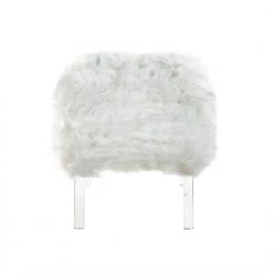 Zelina White Luxe Faux Fur Acrylic Leg Ottoman by Inspired Home -Inspired Home Sales Store white inspired home ottomans on50 05we hd 44 1000