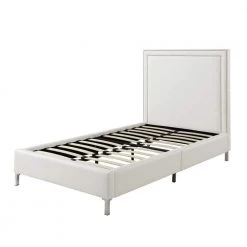 Samuele White Leather PU Twin Size Platform Bed by Inspired Home